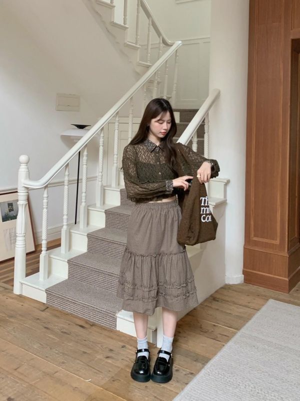 度假氛圍感透膚蕾絲襯衫 微透小性感襯衫（4色） 