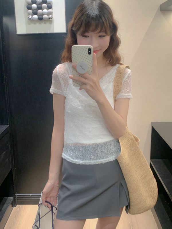 絕美碎片  輕優雅兩件式蕾絲上衣 (2色) 