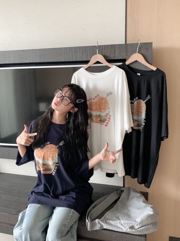 速食愛好者 愛心漢堡包oversize 大T 