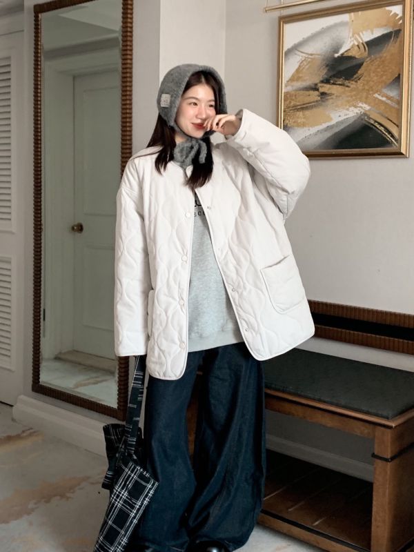 初醒清晨 奶霧感 日系菱格鋪棉外套 輕暖不臃腫（4色） 