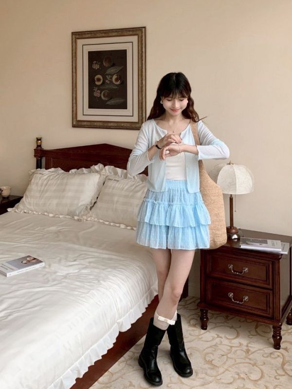 輕甜蜜糖 提花甜美蛋糕裙 