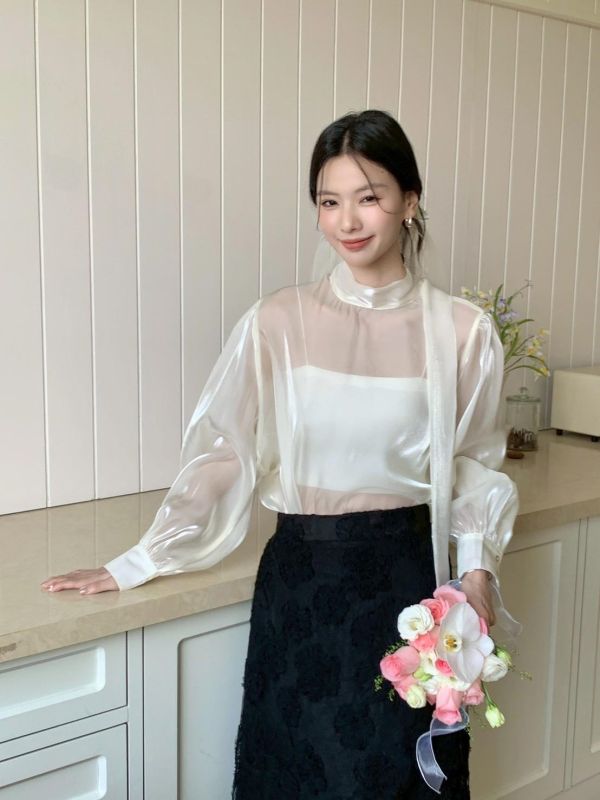 自訂款 微光誓約 透紗後綁帶婚禮上衣（3色） 