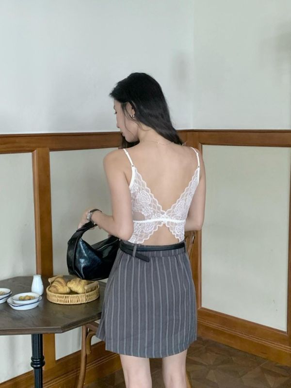 蝴蝶美背蕾絲背心 法式浪漫 美背內搭 復古歐洲風（3色） 