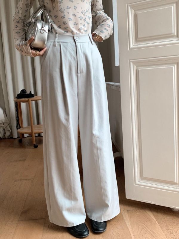 紳士起源 韓系洗水麻棉寬褲 垂墜顯瘦直筒 高腰修身 涼感不悶 通勤日常必收（5色） 