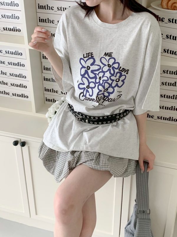 手繪插畫感 花花大T(男女可穿） 