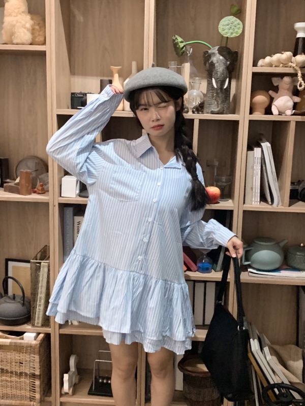 暖風微甜 條紋洋裝 