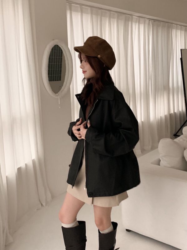 自訂款 慢生活的衣櫥裡 霧感皮外套 落肩寬版 不挑人穿 質感霧面皮革外套（2色） 