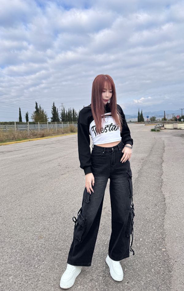 撞色綁帶蝴蝶結英字抹胸兩件式 