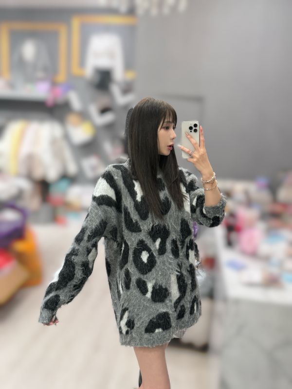 海毛豹紋長板質感洋 