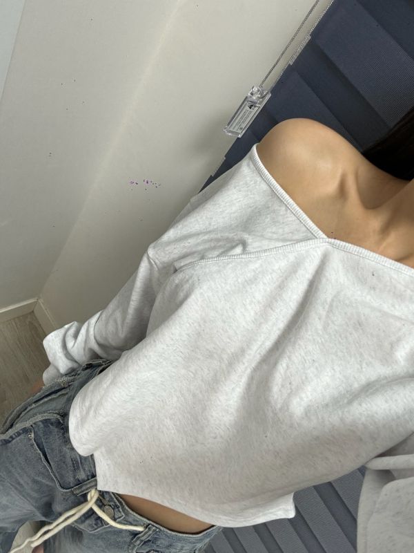 正韓不規則斜肩上衣 