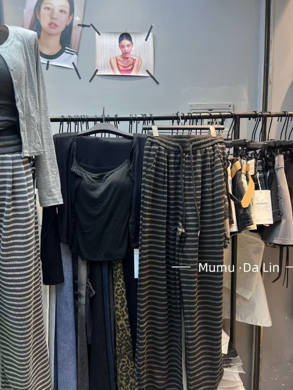 胸墊背心條紋長褲三件套 