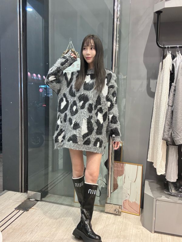 海毛豹紋長板質感洋 