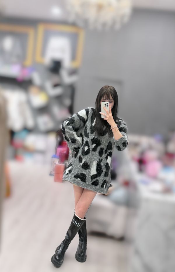 海毛豹紋長板質感洋 