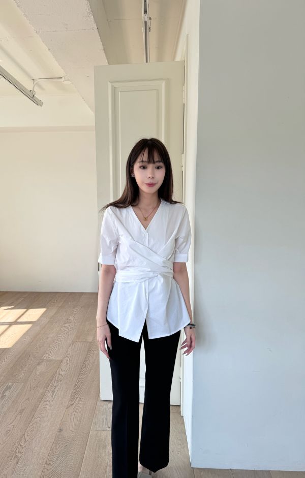 正韓腰鬆緊直筒顯瘦西裝褲 