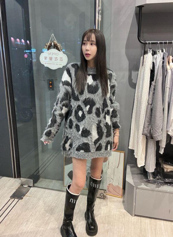 海毛豹紋長板質感洋 