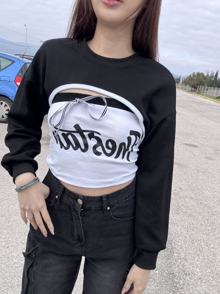 撞色綁帶蝴蝶結英字抹胸兩件式 