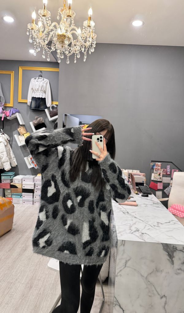 海毛豹紋長板質感洋 