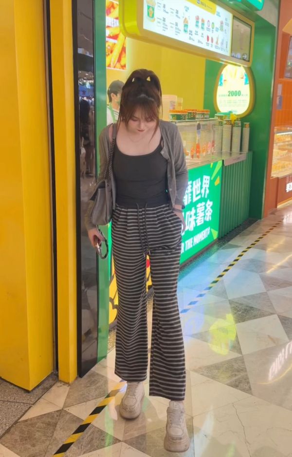 胸墊背心條紋長褲三件套 