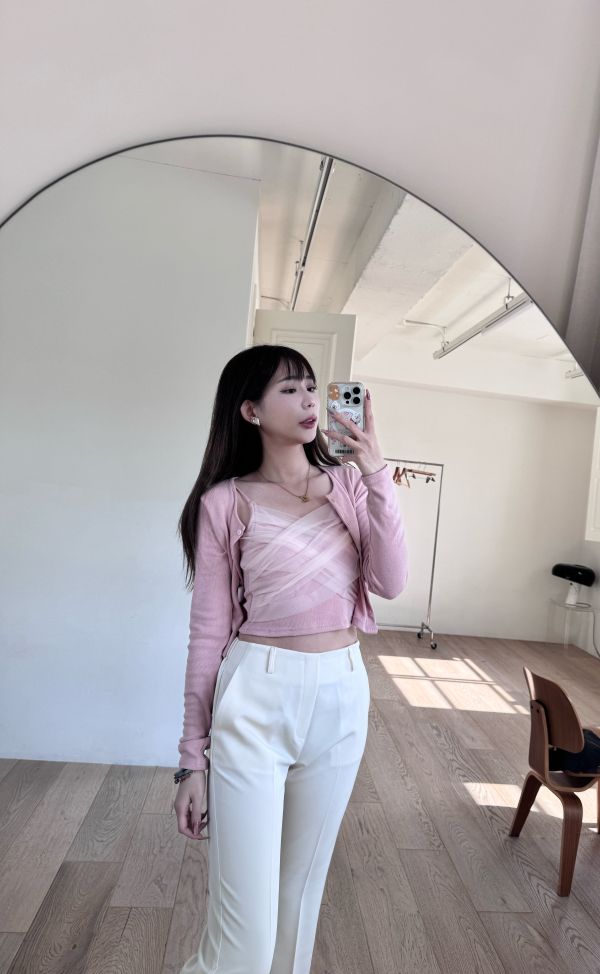 正韓腰鬆緊直筒顯瘦西裝褲 