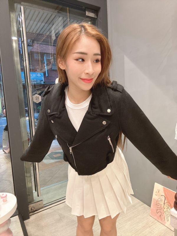 麂皮騎士短版外套 