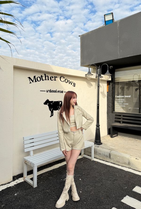 胸墊皮質三件式質感設計套裝 