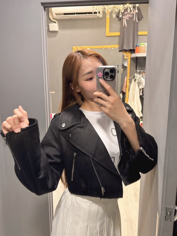 麂皮騎士短版外套 