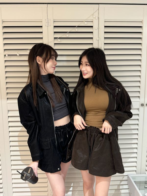 正韓超質感小眾麂皮個性套裝 