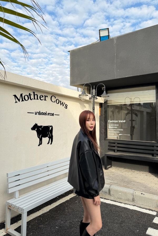 超質感皮外套皮裙套裝 