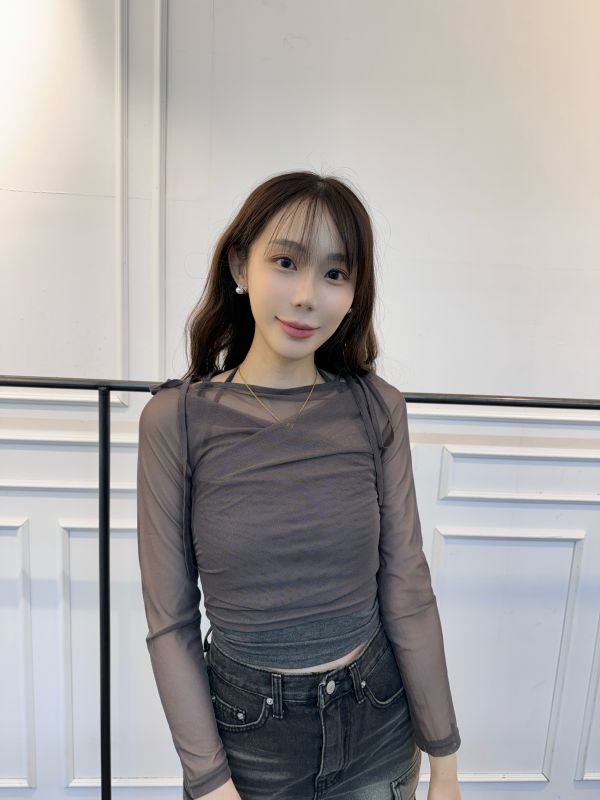 ✨正韓網紗蝴蝶結小背心兩件式上衣✨ 