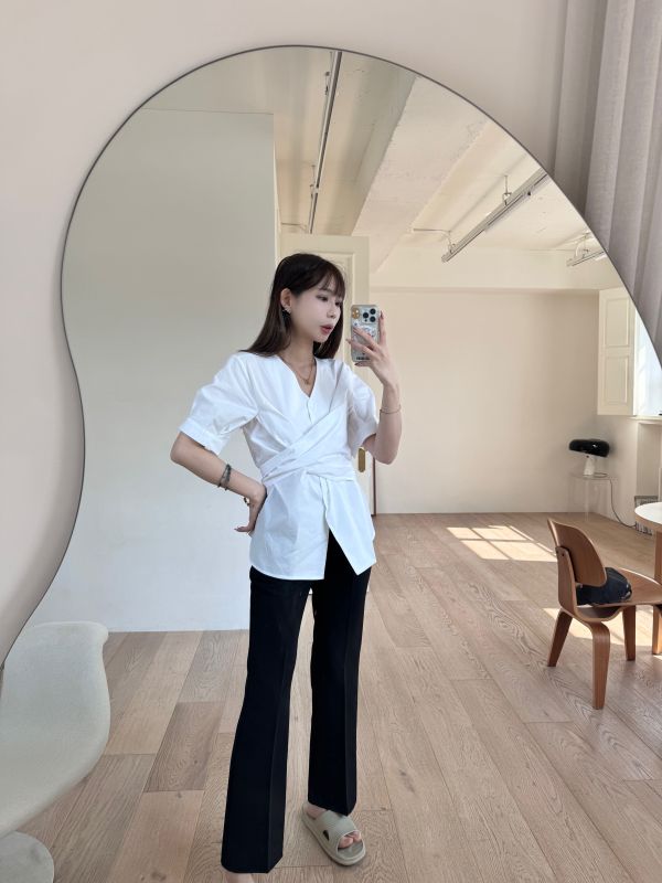 正韓腰鬆緊直筒顯瘦西裝褲 