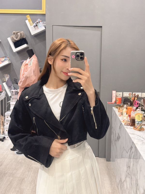 麂皮騎士短版外套 