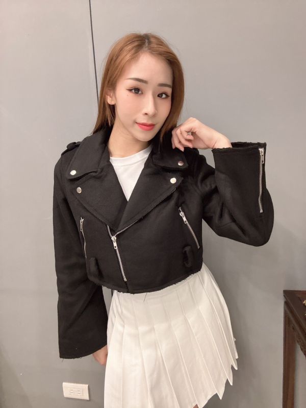 麂皮騎士短版外套 