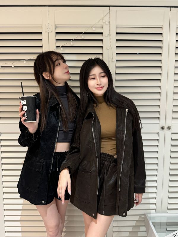 正韓超質感小眾麂皮個性套裝 