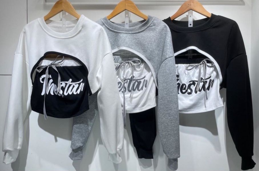 撞色綁帶蝴蝶結英字抹胸兩件式 