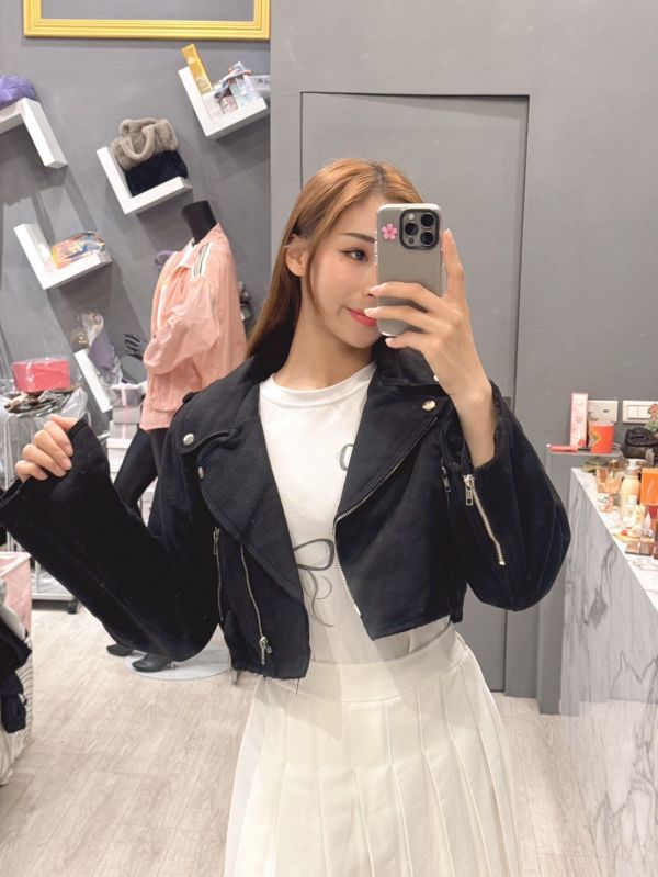 麂皮騎士短版外套 