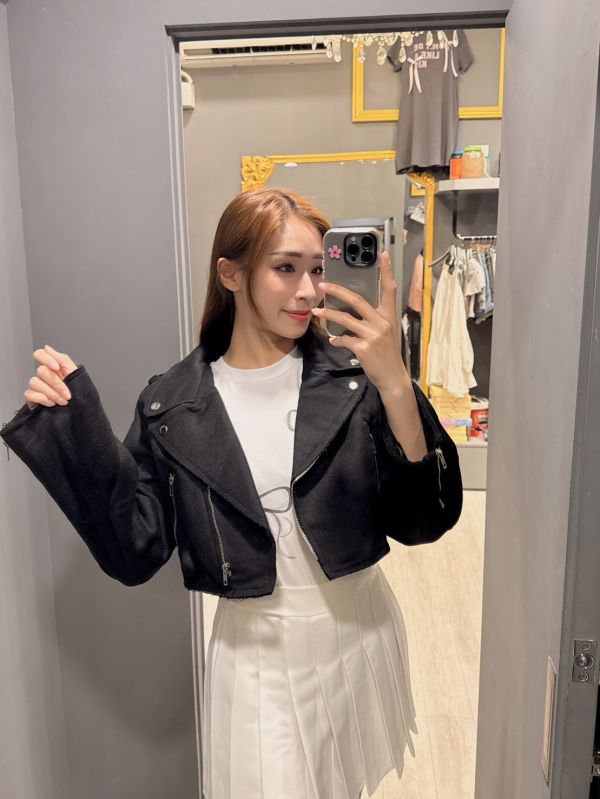 麂皮騎士短版外套 