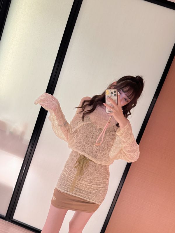 綁帶蕾絲假兩件罩衫吊帶洋 