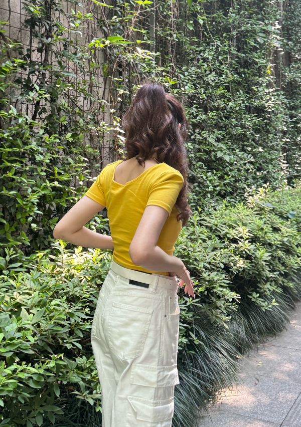 質感附腰帶大口袋工裝褲 