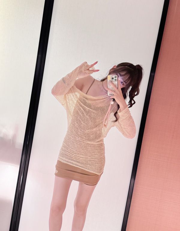 綁帶蕾絲假兩件罩衫吊帶洋 