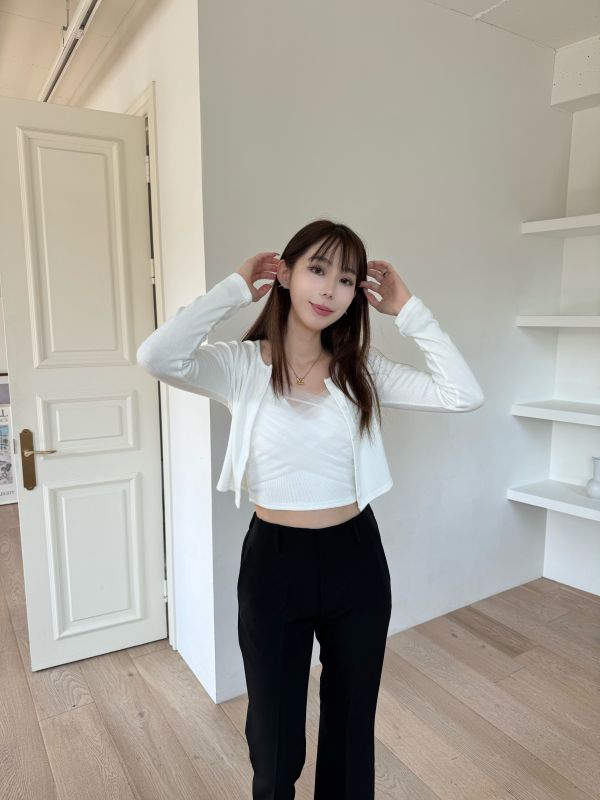 正韓腰鬆緊直筒顯瘦西裝褲 