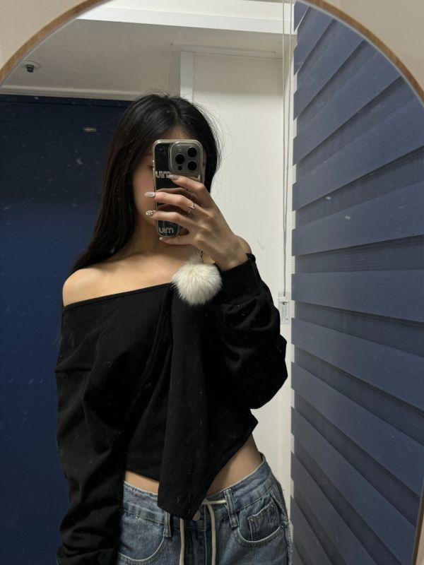 正韓不規則斜肩上衣 