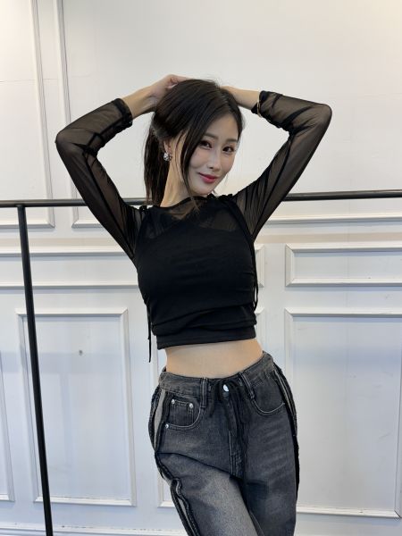 ✨正韓網紗蝴蝶結小背心兩件式上衣✨ 