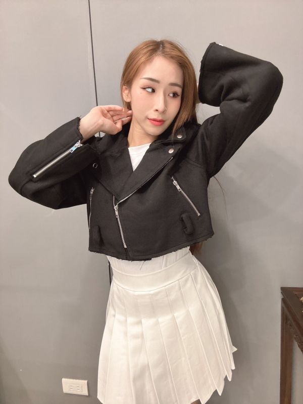 麂皮騎士短版外套 