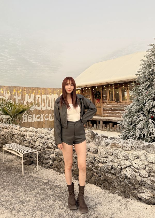 質感騎士翻領皮短褲套裝 