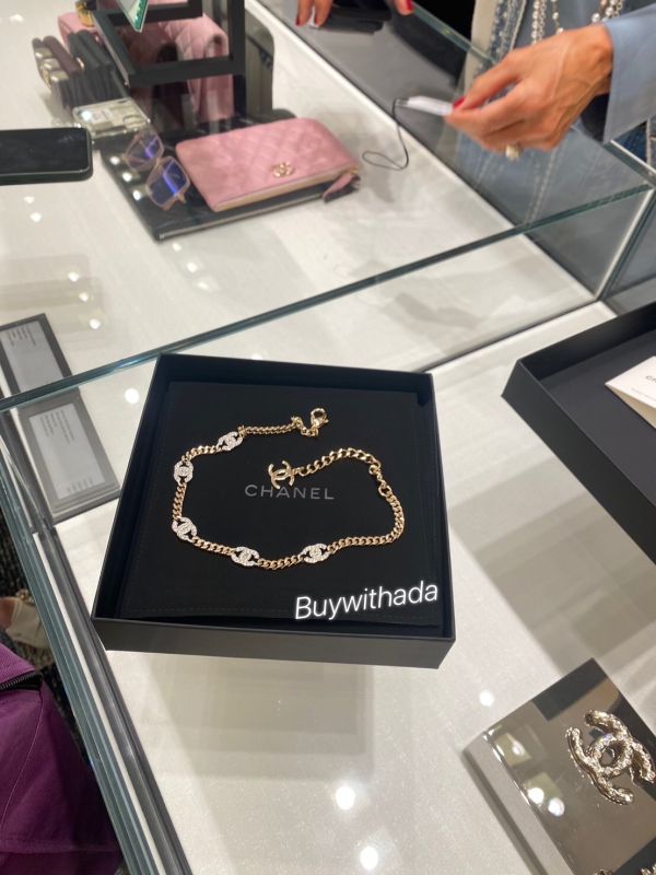CHANEL CHOCKER 香檳金色水鑽頸鏈 buywithada,france,全球代購,歐洲,exquisite,quality goods,posh,fancy,luxurious