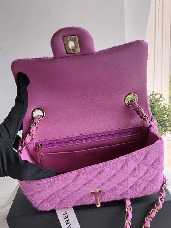 CHANEL 23B 最新款 CF20 粉紫色毛尼 香檳金釦 buywithada,france,全球代購,歐洲,exquisite,quality goods,posh,fancy,luxurious