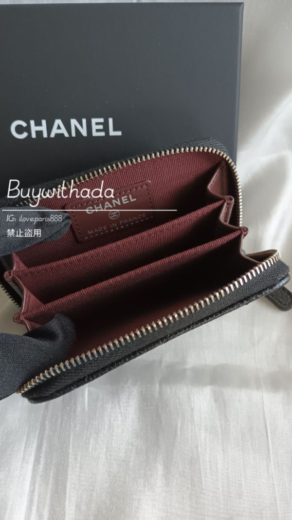 CHANEL ㄇ字拉鍊零錢卡包 黑荔枝銀釦 buywithada,france,全球代購,歐洲,exquisite,quality goods,posh,fancy,luxurious