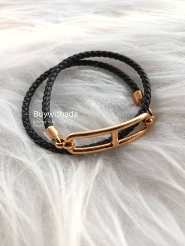 HERMES 豬鼻編織雙層手鏈 黑金 T3 buywithada,france,全球代購,歐洲,exquisite,quality goods,posh,fancy,luxurious