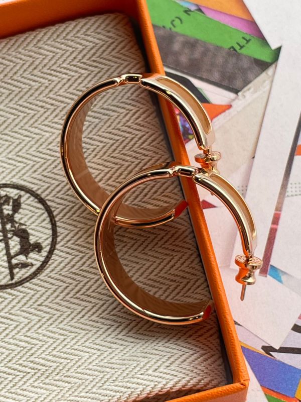 HERMES Olympe 大圈圈 耳環 金色玫瑰金邊 buywithada,france,全球代購,歐洲,exquisite,quality goods,posh,fancy,luxurious
