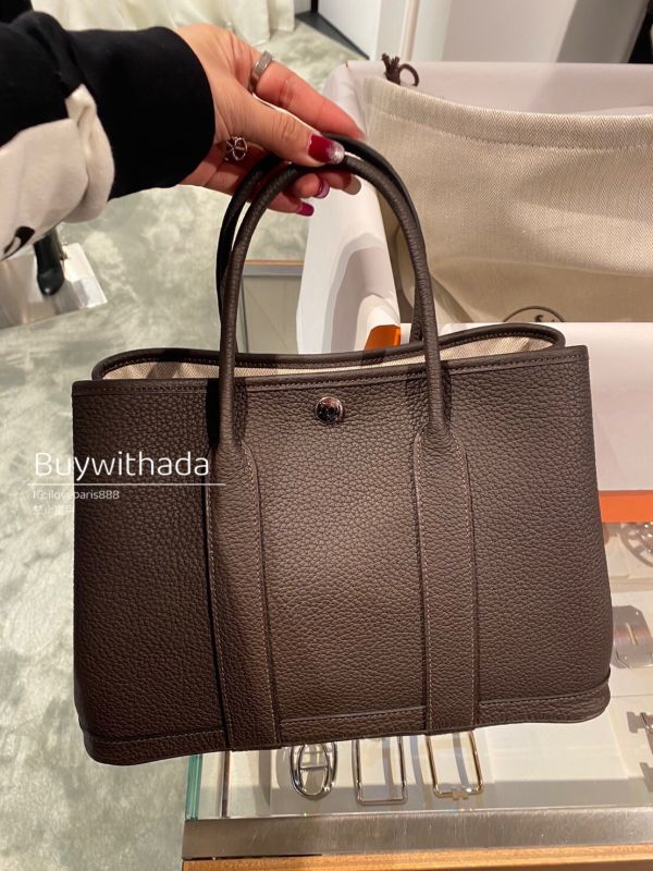 HERMES Garden Party30 全皮革 色號46 ebene 現貨在台 全新全配 buywithada,france,全球代購,歐洲,exquisite,quality goods,posh,fancy,luxurious